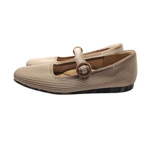 Ros Hommerson Naomi Tan Mary Jane Flats Textured Rib Comfort Shoes Sz 9N  #339‎